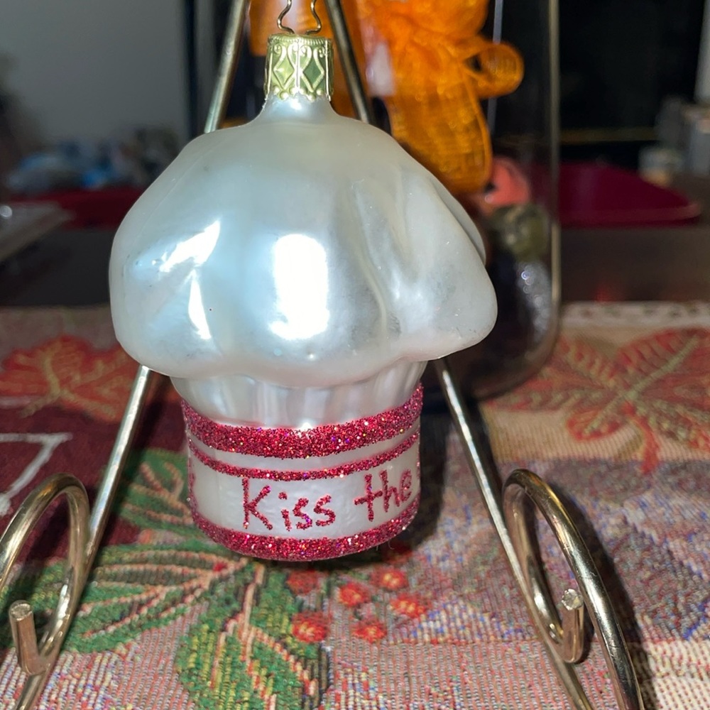 Germany Glass Kiss the Cook Chef Hat Ornament!